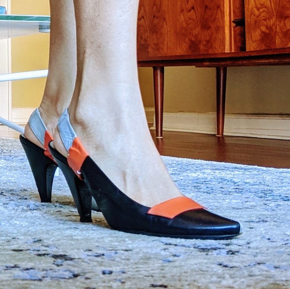 Miu Miu heels orange and black
